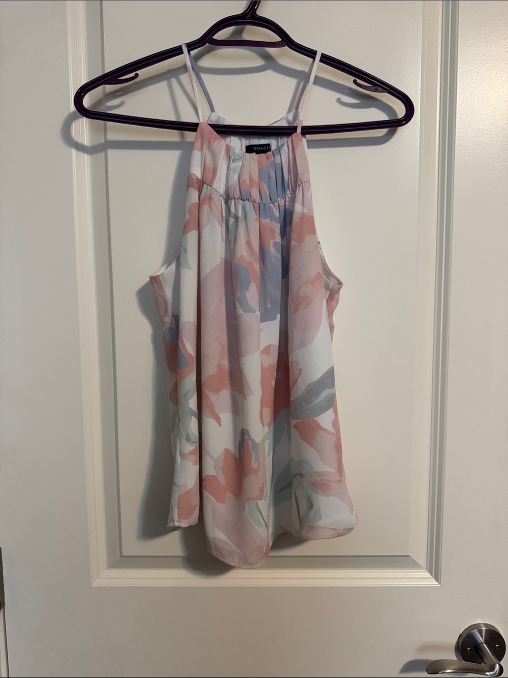 RW&CO. Pink and Light Blue Floral Halter Cami